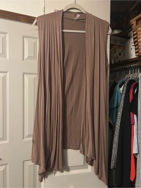 Popana Sleeveless Draped Cardigan - Mauve Brown